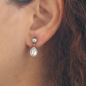 Dangle Stud Earings With Drop Stone